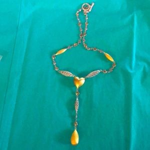 Sterling and gold beaded tear drop necklace